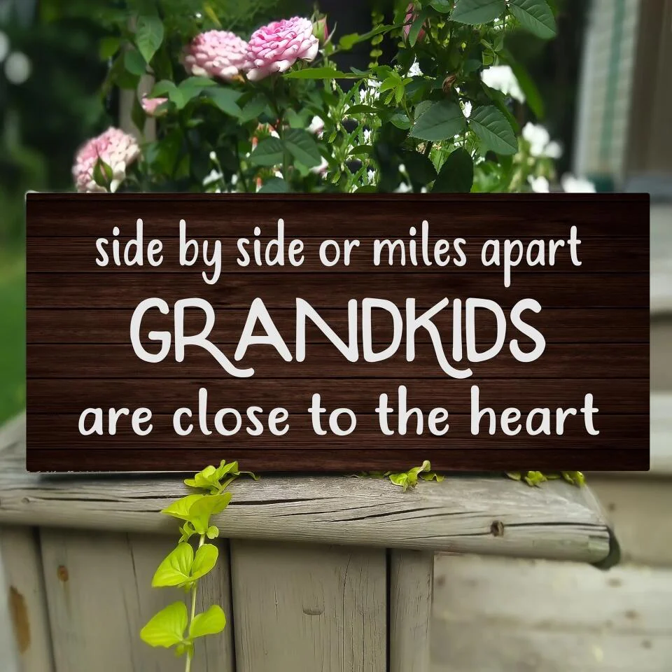 Side by Side or Miles Apart Great Grandkids - Rectangle Wooden Sign - Gift For Grandparent - Image 8