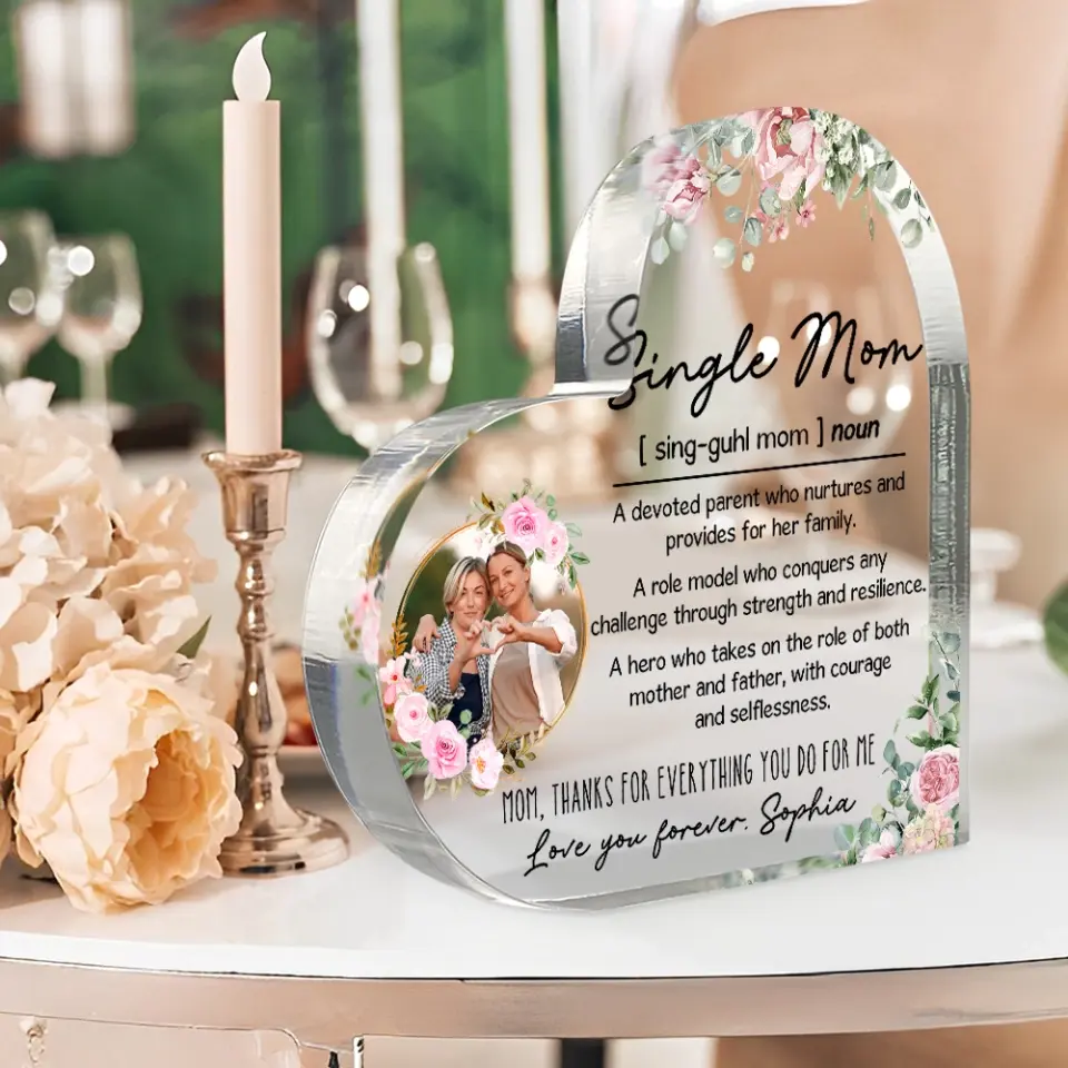 Single Mom Definition Thanks for Everything You Do Mother Gift from Kid Heart Acrylic Plaque - Image 6