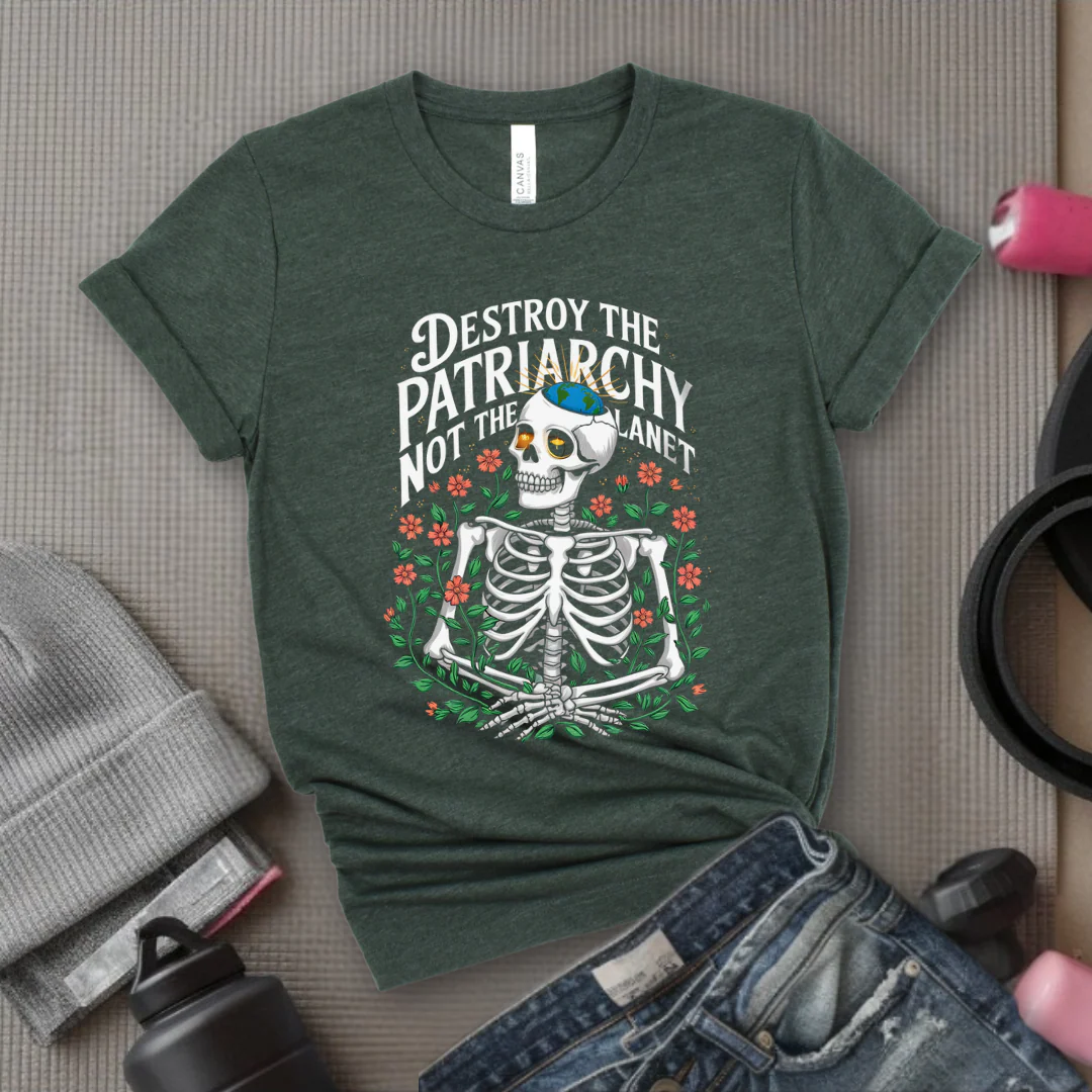 Skeleton Destroy The Patriarchy Not The Planet - Feminist Women Empowerment Shirt - R.B.G Tshirt - Gifts for Feminists - Bella Canvas 3001 - Image 3