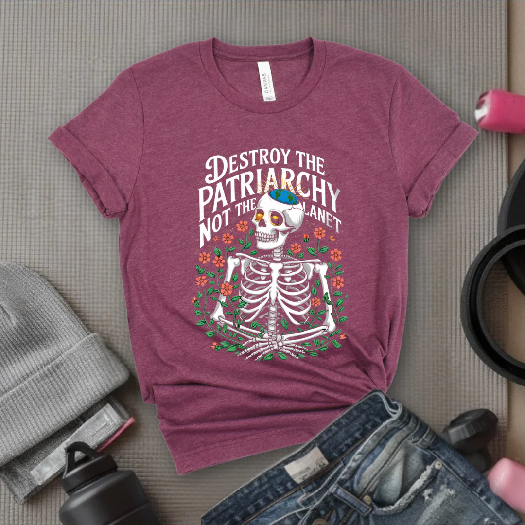 Skeleton Destroy The Patriarchy Not The Planet - Feminist Women Empowerment Shirt - R.B.G Tshirt - Gifts for Feminists - Bella Canvas 3001 - Image 4