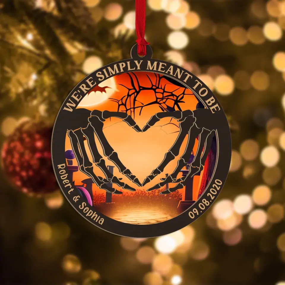 Skeleton Heart Hands - We're Simply Meant to Be - Suncatcher Ornament - Halloween Gift for Couples - Image 4