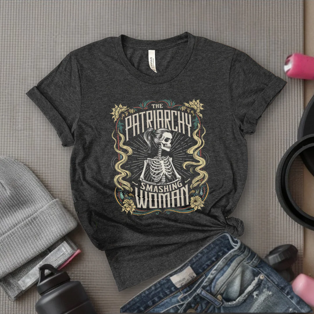 Skeleton The Patriarchy Smashing Woman  - Women Empowerment Tshirt - Gift for Strong Women, Feminists - Bella Canvas 3001 - Image 2