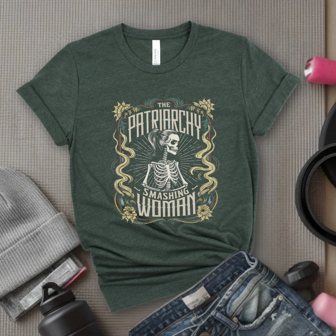 Skeleton The Patriarchy Smashing Woman  - Women Empowerment Tshirt - Gift for Strong Women, Feminists - Bella Canvas 3001 - Image 3