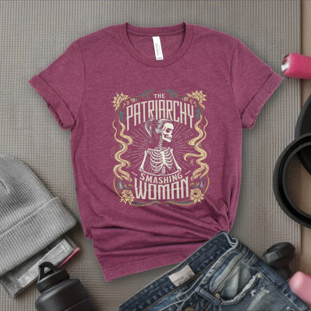 Skeleton The Patriarchy Smashing Woman  - Women Empowerment Tshirt - Gift for Strong Women, Feminists - Bella Canvas 3001 - Image 4