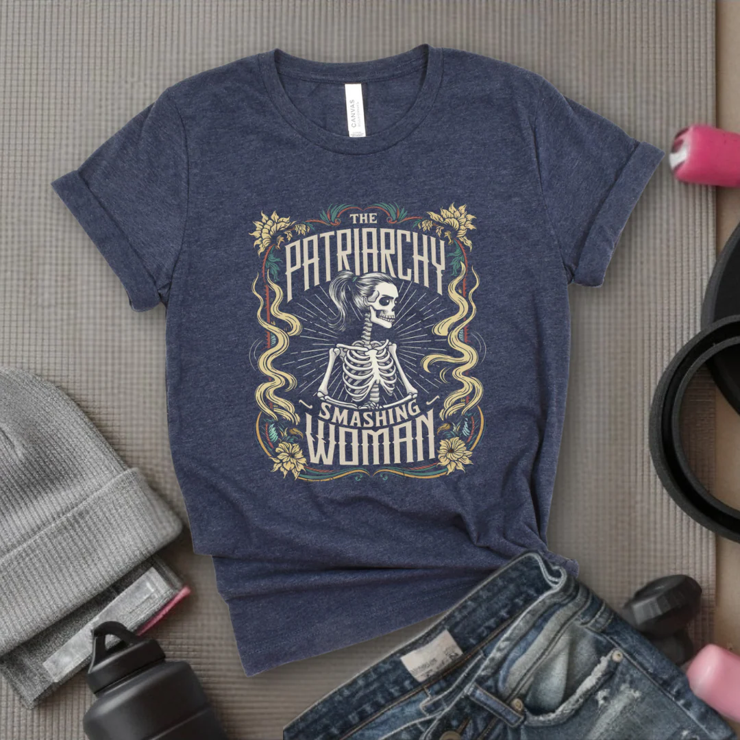 Skeleton The Patriarchy Smashing Woman  - Women Empowerment Tshirt - Gift for Strong Women, Feminists - Bella Canvas 3001 - Image 5