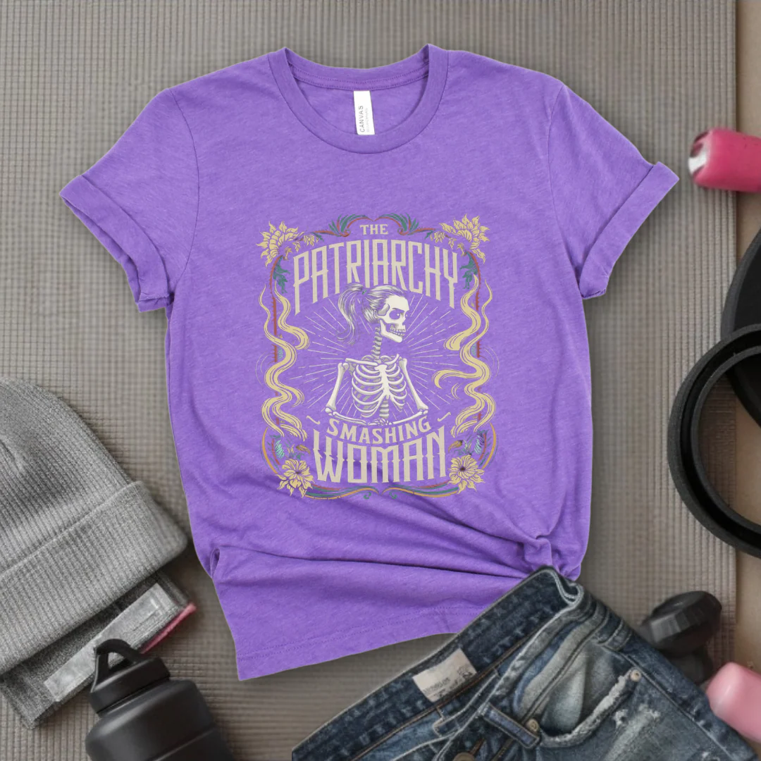 Skeleton The Patriarchy Smashing Woman  - Women Empowerment Tshirt - Gift for Strong Women, Feminists - Bella Canvas 3001 - Image 6