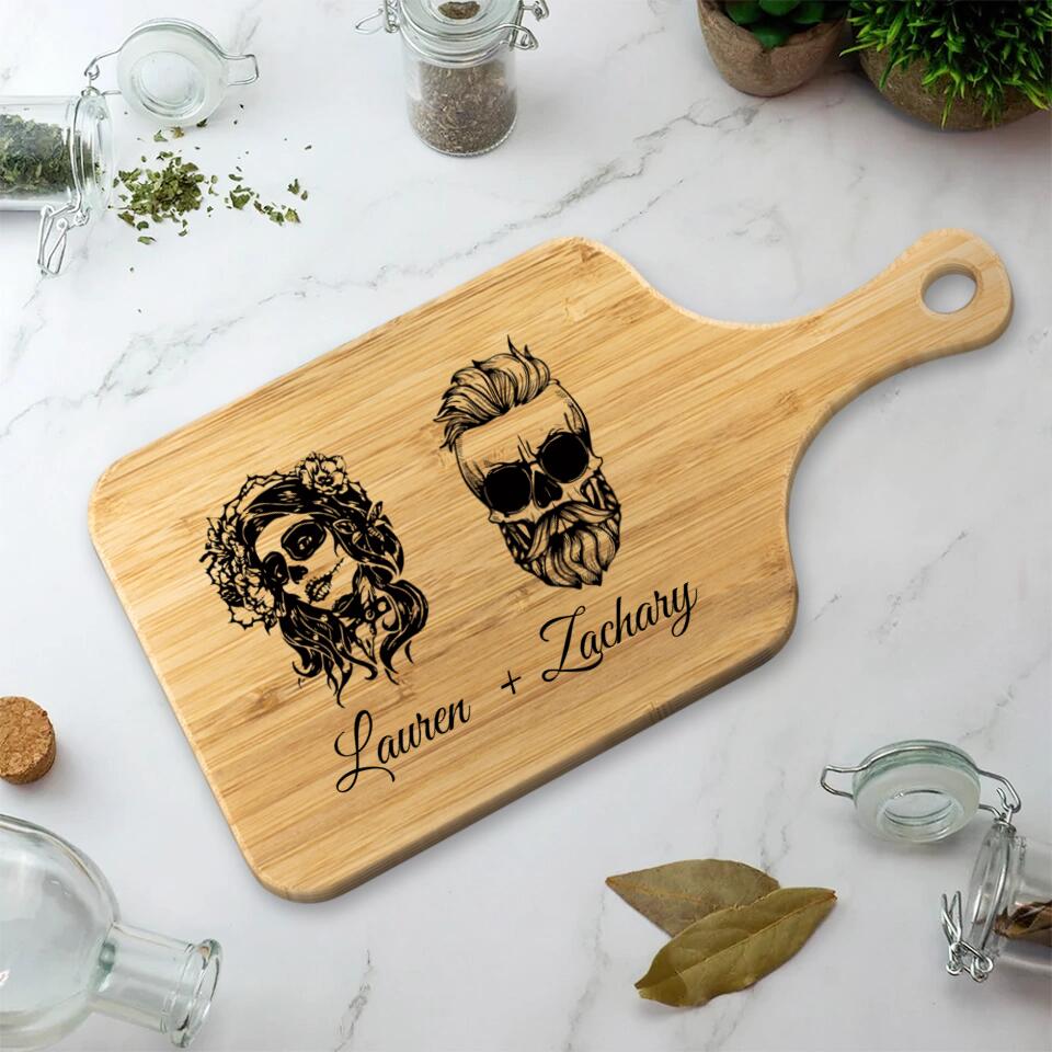Skull Wooden Cutting Board With Name - Personalized Cutting Board - Image 3