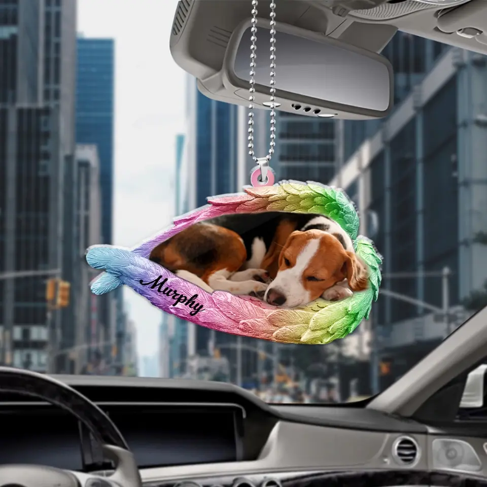 Sleeping Pet Within Angel Wings - Ornament For Car Christmas - Image 3