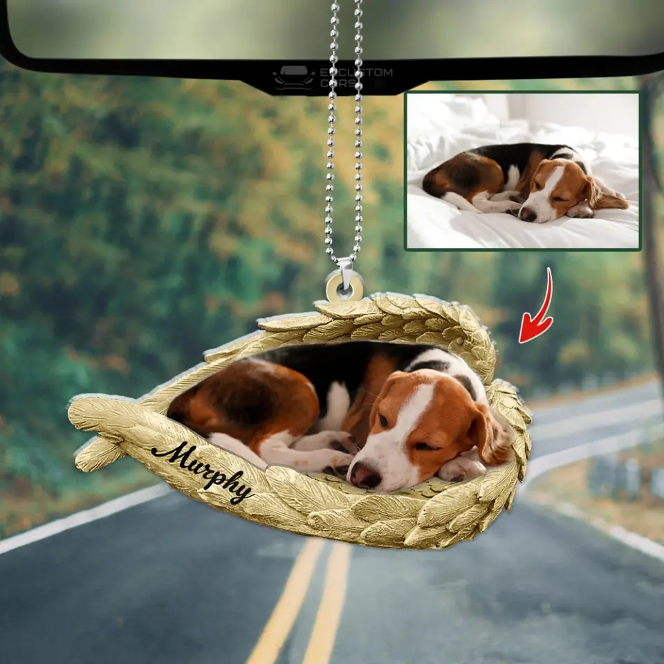 Sleeping Pet Within Angel Wings - Ornament For Car Christmas - Image 4