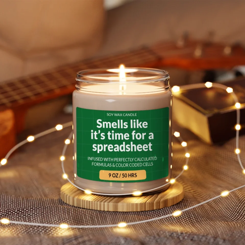 Smells Like It's Time for Spreadsheet - Scented Soy Candle - 9oz Candle - Funny Accountant Gift - Image 3