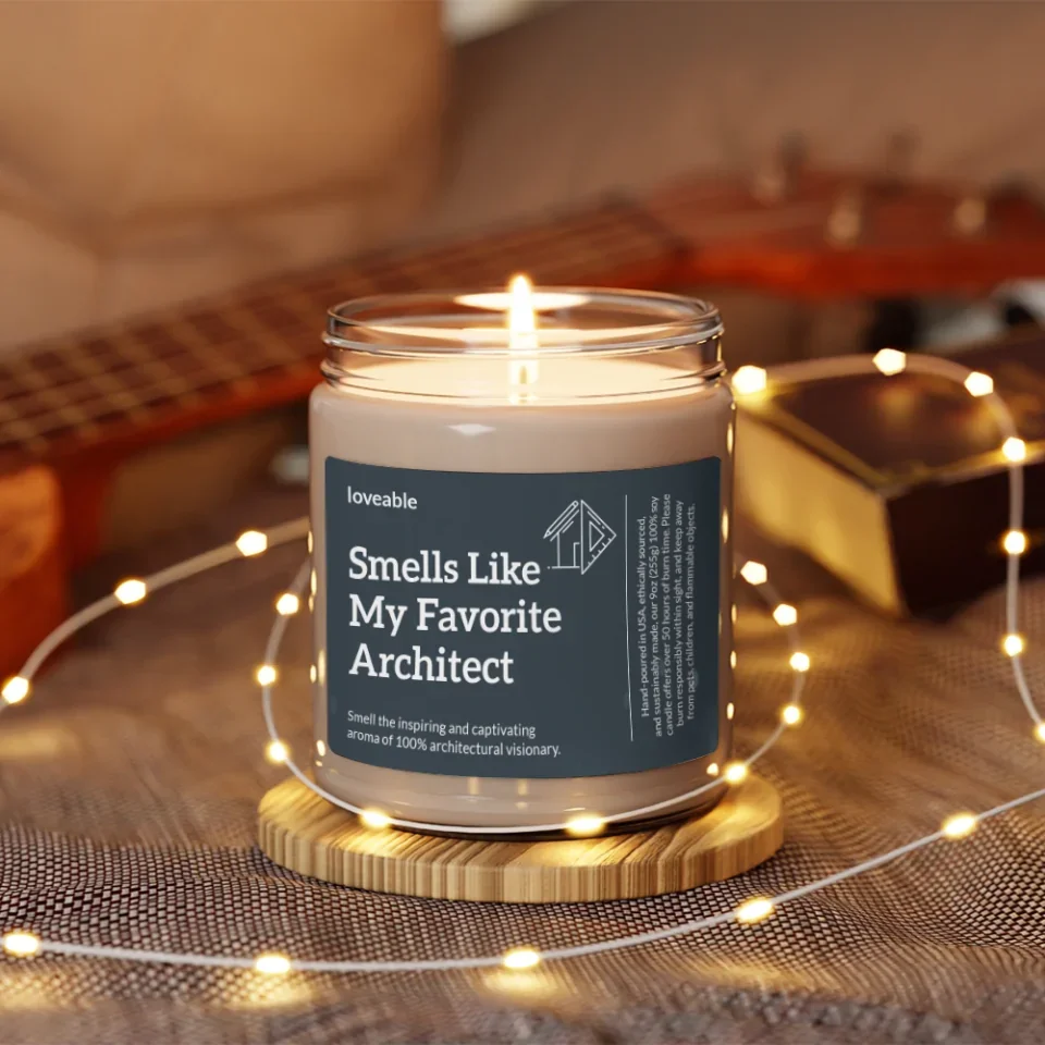 Smells Like My Favorite Architect - Funny Scented Candle - 9oz Soy Candle - Gift for Architect Friends, Self Gift - Image 2