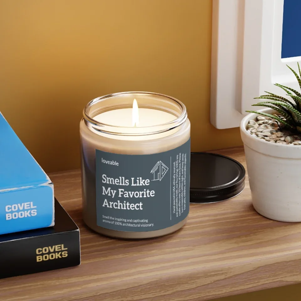 Smells Like My Favorite Architect - Funny Scented Candle - 9oz Soy Candle - Gift for Architect Friends, Self Gift - Image 3