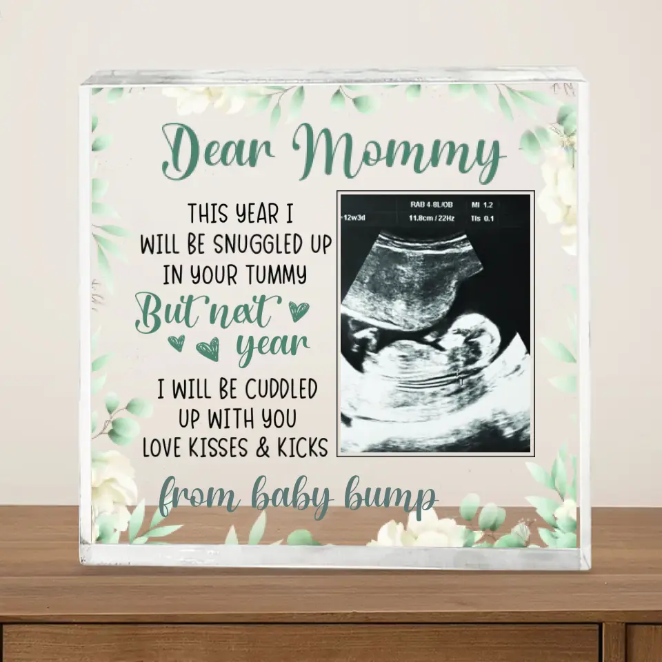 Snuggled Up In Mommy's Tummy, Custom Baby Ultrasound Photo Acrylic Plaque, Gift For Pregnant Mom - Image 2