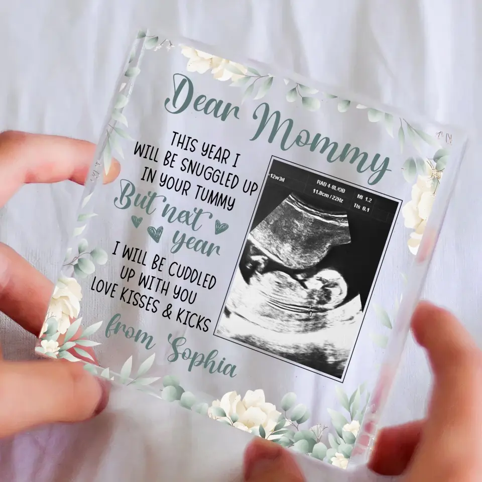 Snuggled Up In Mommy's Tummy, Custom Baby Ultrasound Photo Acrylic Plaque, Gift For Pregnant Mom - Image 6