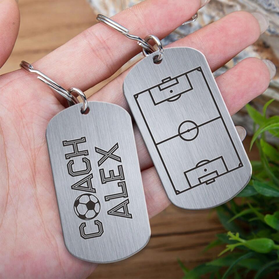 Soccer Pitch with Name - Personalized Stainless Keychain - Appreciation Gift for Coach - Custom Name - Image 4