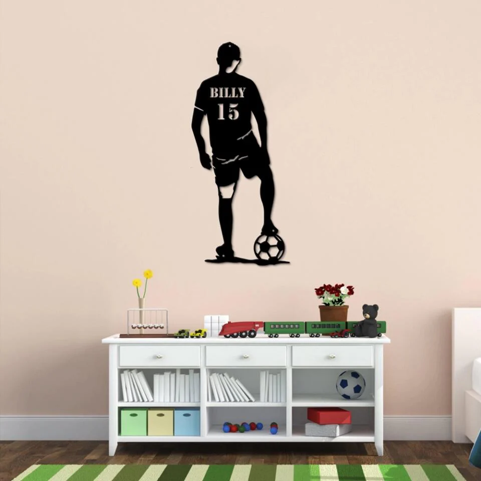 Soccer Wall Decor - Personalized Cut Metal Sign - Custom Name, Number - Gift for Soccer Player - Image 7