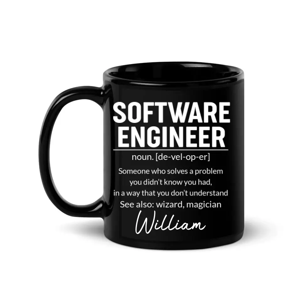 Software Engineer Description - Custom Name Black Mug - Gift For Coder, Software Developers - Image 2