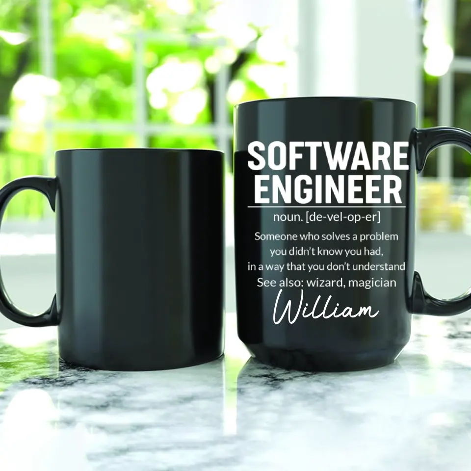 Software Engineer Description - Custom Name Black Mug - Gift For Coder, Software Developers - Image 3
