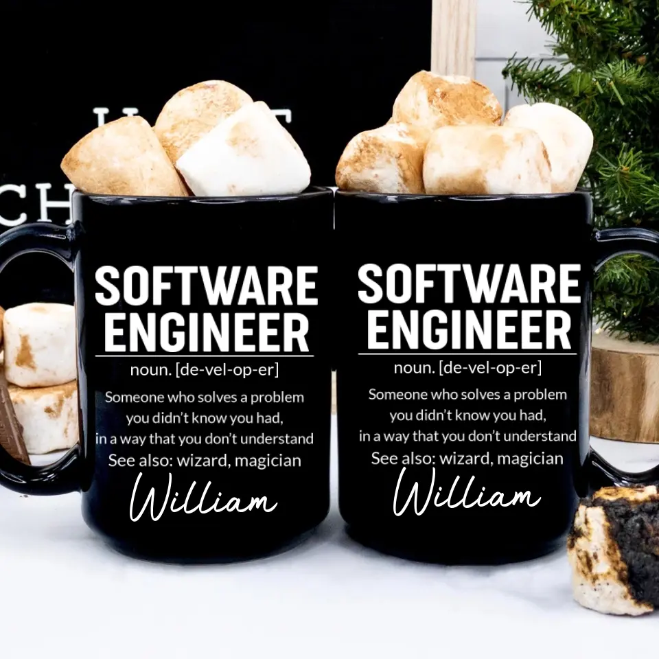 Software Engineer Description - Custom Name Black Mug - Gift For Coder, Software Developers - Image 4