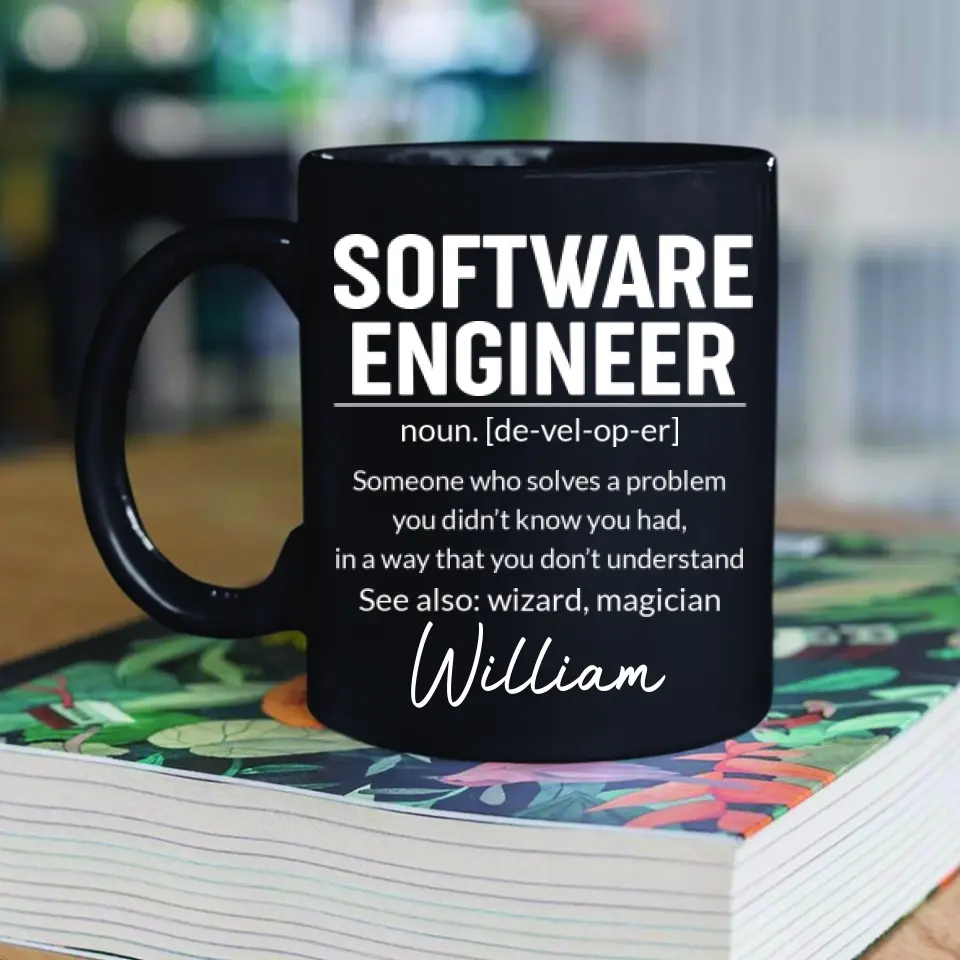 Software Engineer Description - Custom Name Black Mug - Gift For Coder, Software Developers - Image 5