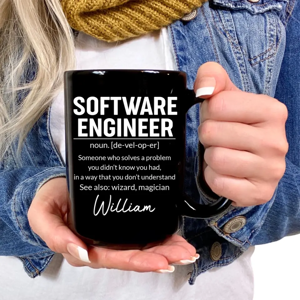 Software Engineer Description - Custom Name Black Mug - Gift For Coder, Software Developers - Image 6