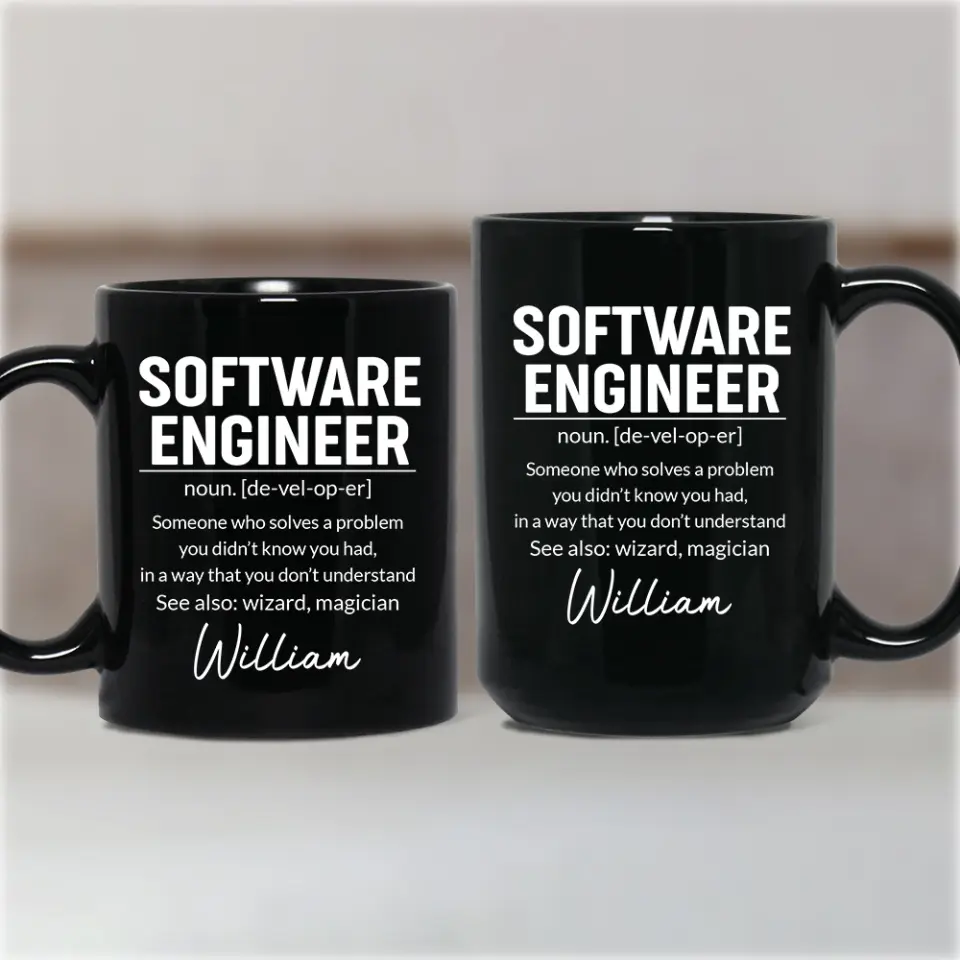 Software Engineer Description - Custom Name Black Mug - Gift For Coder, Software Developers - Image 7