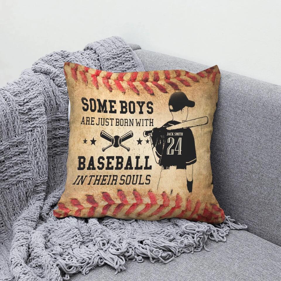 Some Boys Are Just Born with Baseball in Their Souls - Personalized Pillow - Gift for Baseball Player - Image 6