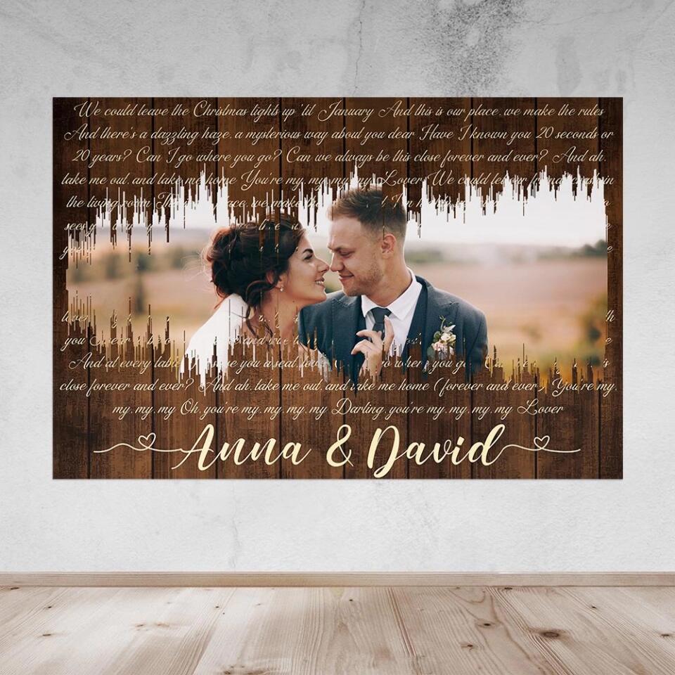 Sound Wave Custom Song Lyrics And Photo Canvas Poster Anniversary Gift For Couples - Image 4