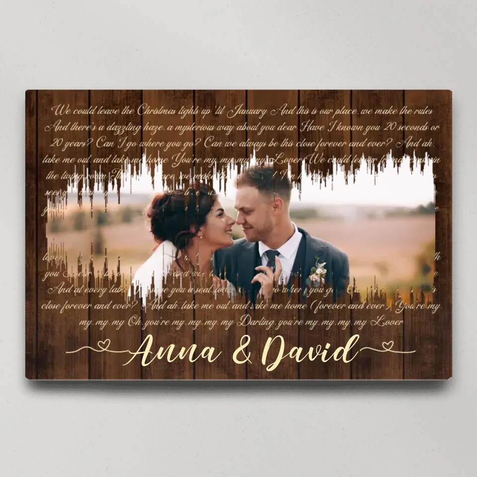 Sound Wave Custom Song Lyrics And Photo Canvas Poster Anniversary Gift For Couples - Image 5