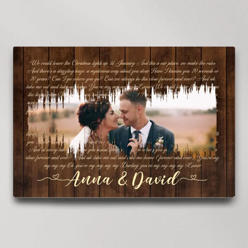 Sound Wave Custom Song Lyrics And Photo Canvas Poster Anniversary Gift For Couples - Image 6