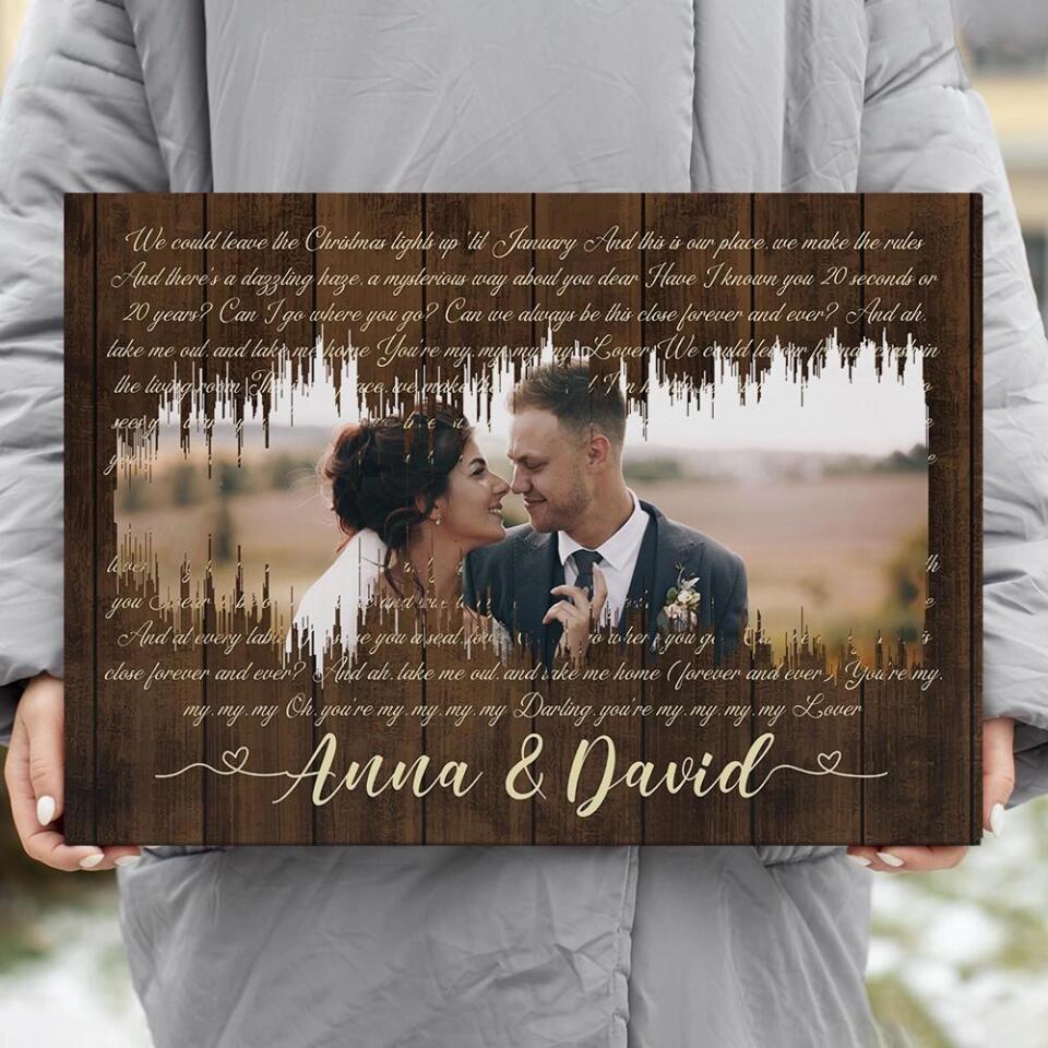 Sound Wave Custom Song Lyrics And Photo Canvas Poster Anniversary Gift For Couples - Image 7