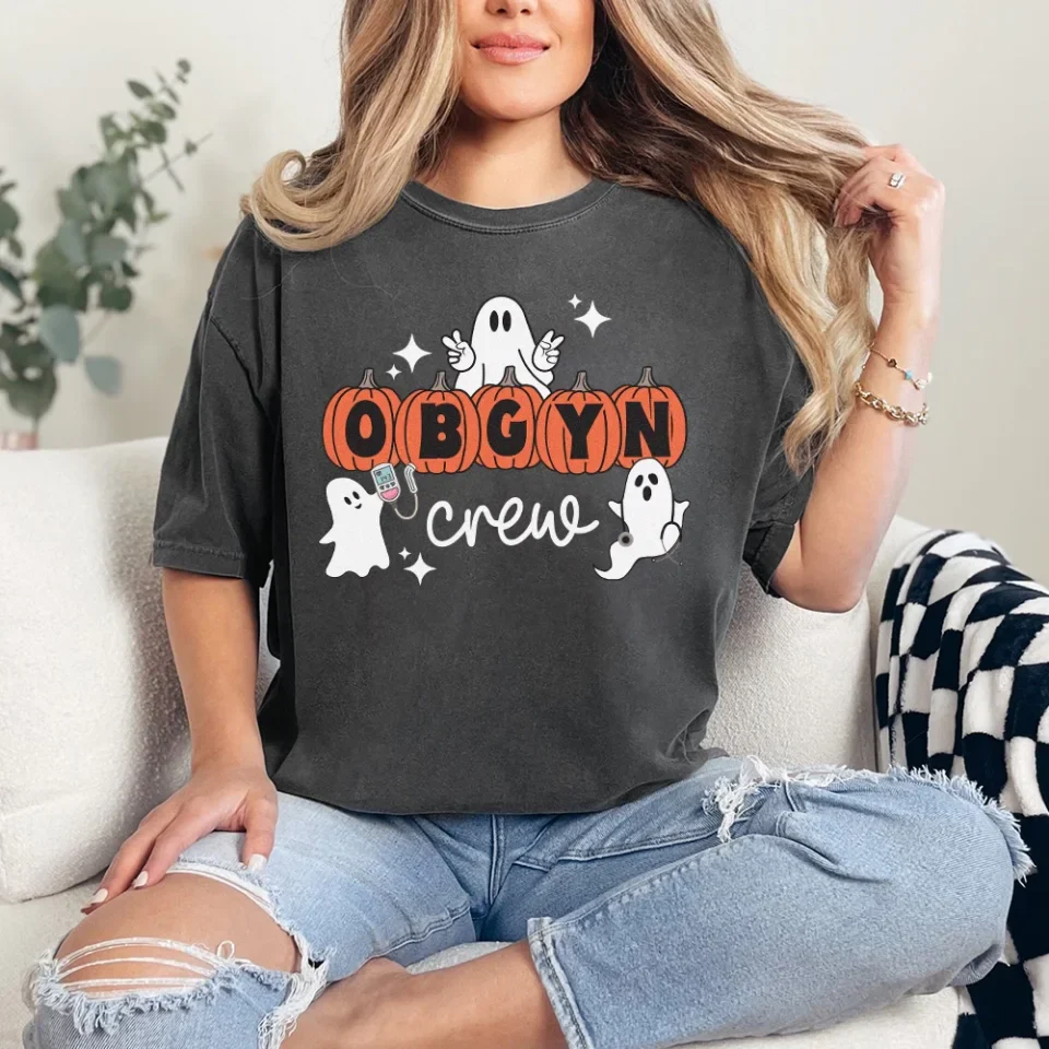 Spooky Ghost Obgyn Crew - T-shirt - Gift For Obgyn - Image 4