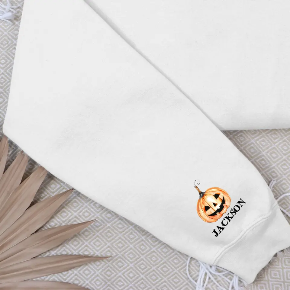 Spooky Mama - Pumpkin Halloween Sleeve Sweatshirt - Image 3