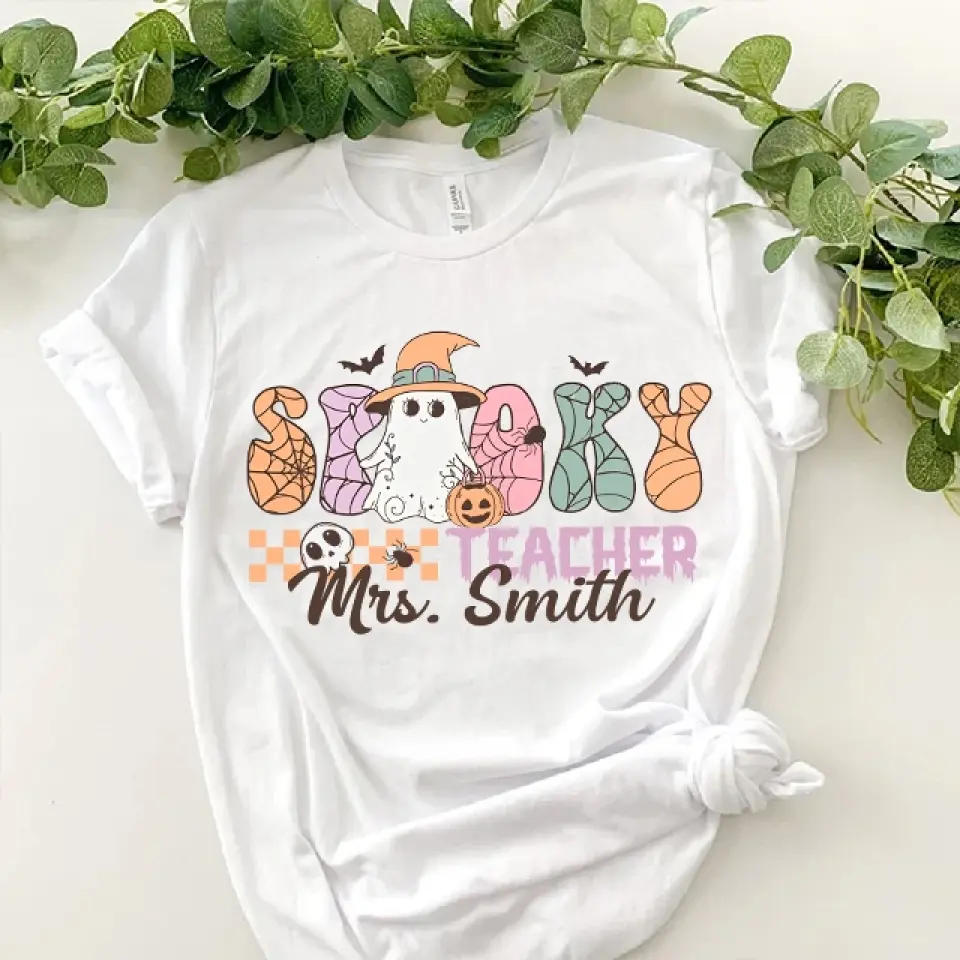 Spooky Teacher - Custom Name Shirt Sweatshirt - Halloween Gift For Teacher | 308IHPNPTS966 - Image 10