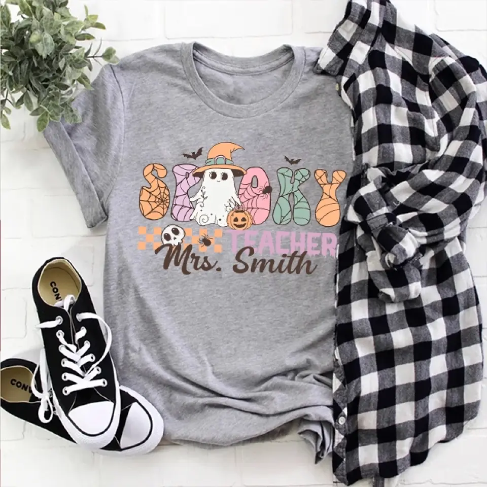 Spooky Teacher - Custom Name Shirt Sweatshirt - Halloween Gift For Teacher | 308IHPNPTS966 - Image 11