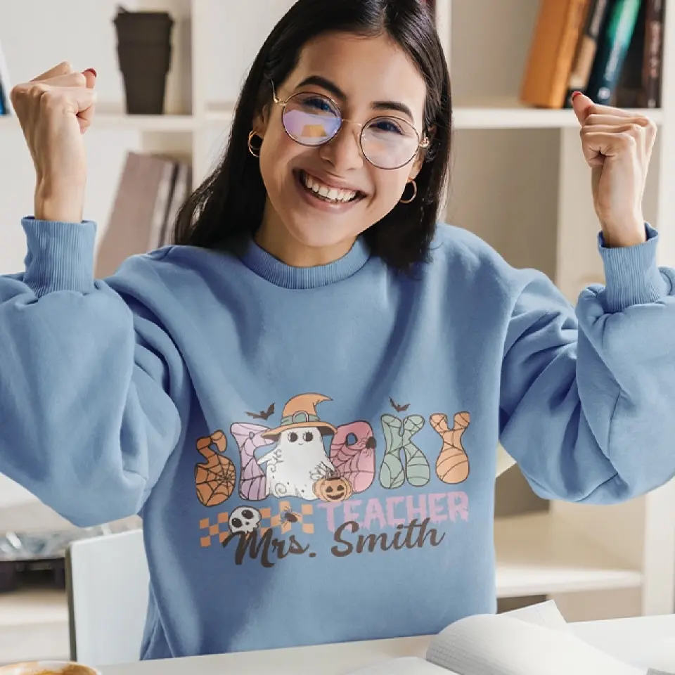 Spooky Teacher - Custom Name Shirt Sweatshirt - Halloween Gift For Teacher | 308IHPNPTS966 - Image 5