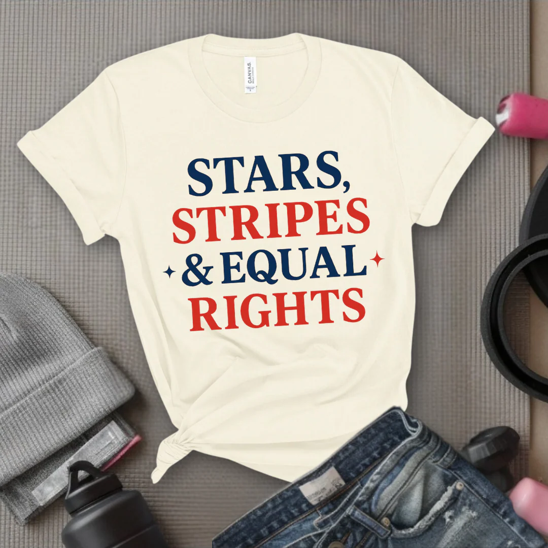 Stars Stripes & Equal Rights - Women Empowerment Tee - Gift for Her - Bella Canvas 3001 - Image 10
