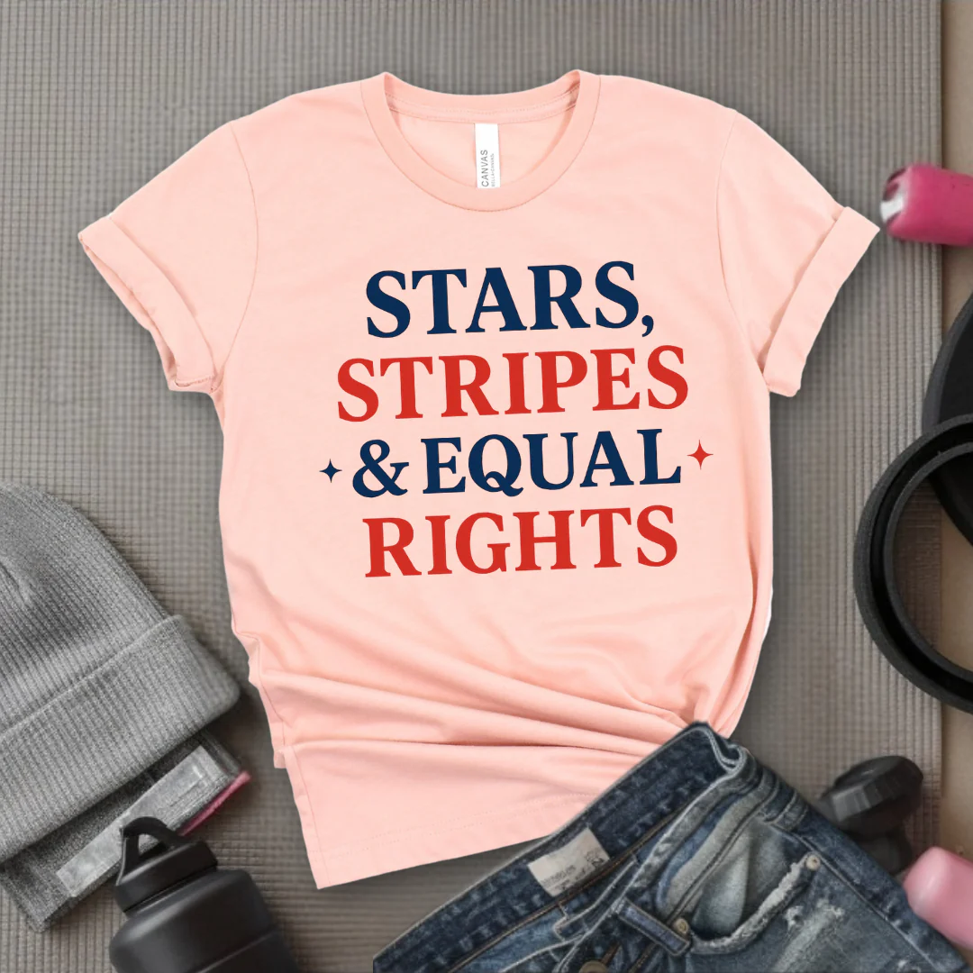 Stars Stripes & Equal Rights - Women Empowerment Tee - Gift for Her - Bella Canvas 3001 - Image 11
