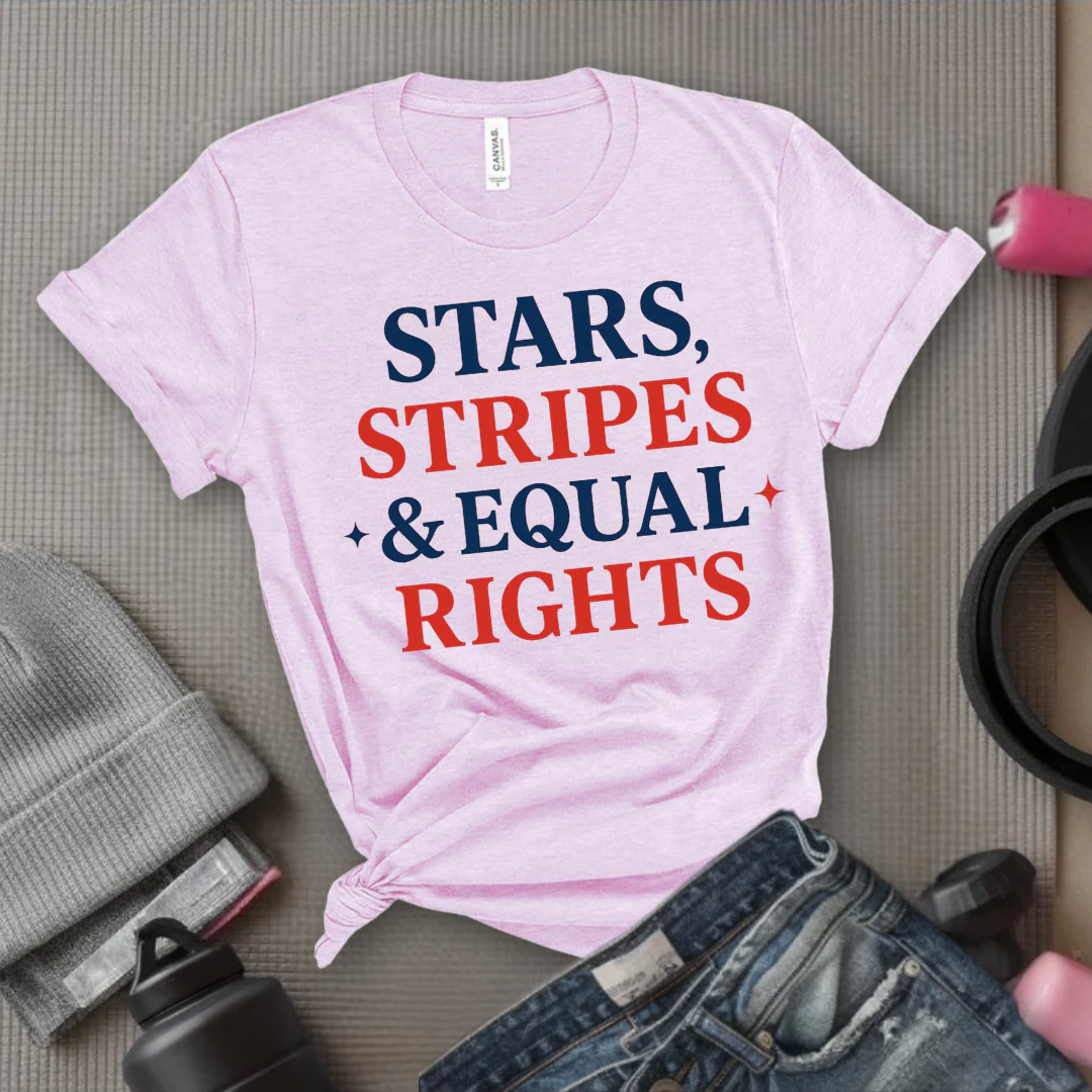 Stars Stripes & Equal Rights - Women Empowerment Tee - Gift for Her - Bella Canvas 3001 - Image 5