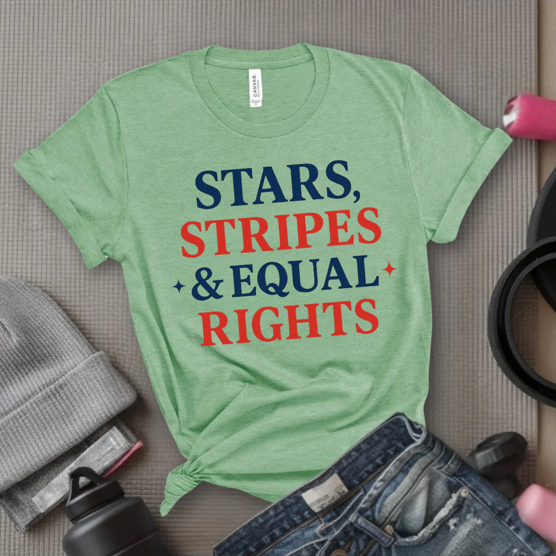 Stars Stripes & Equal Rights - Women Empowerment Tee - Gift for Her - Bella Canvas 3001 - Image 6