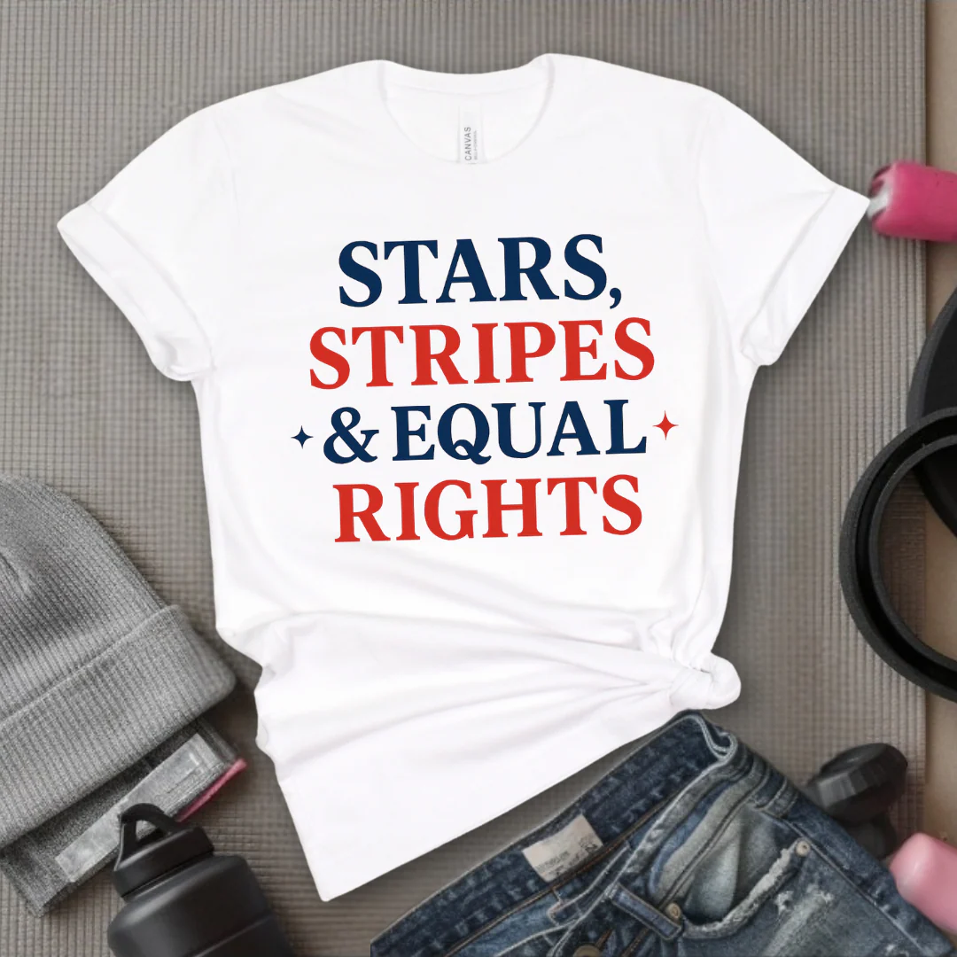 Stars Stripes & Equal Rights - Women Empowerment Tee - Gift for Her - Bella Canvas 3001 - Image 8