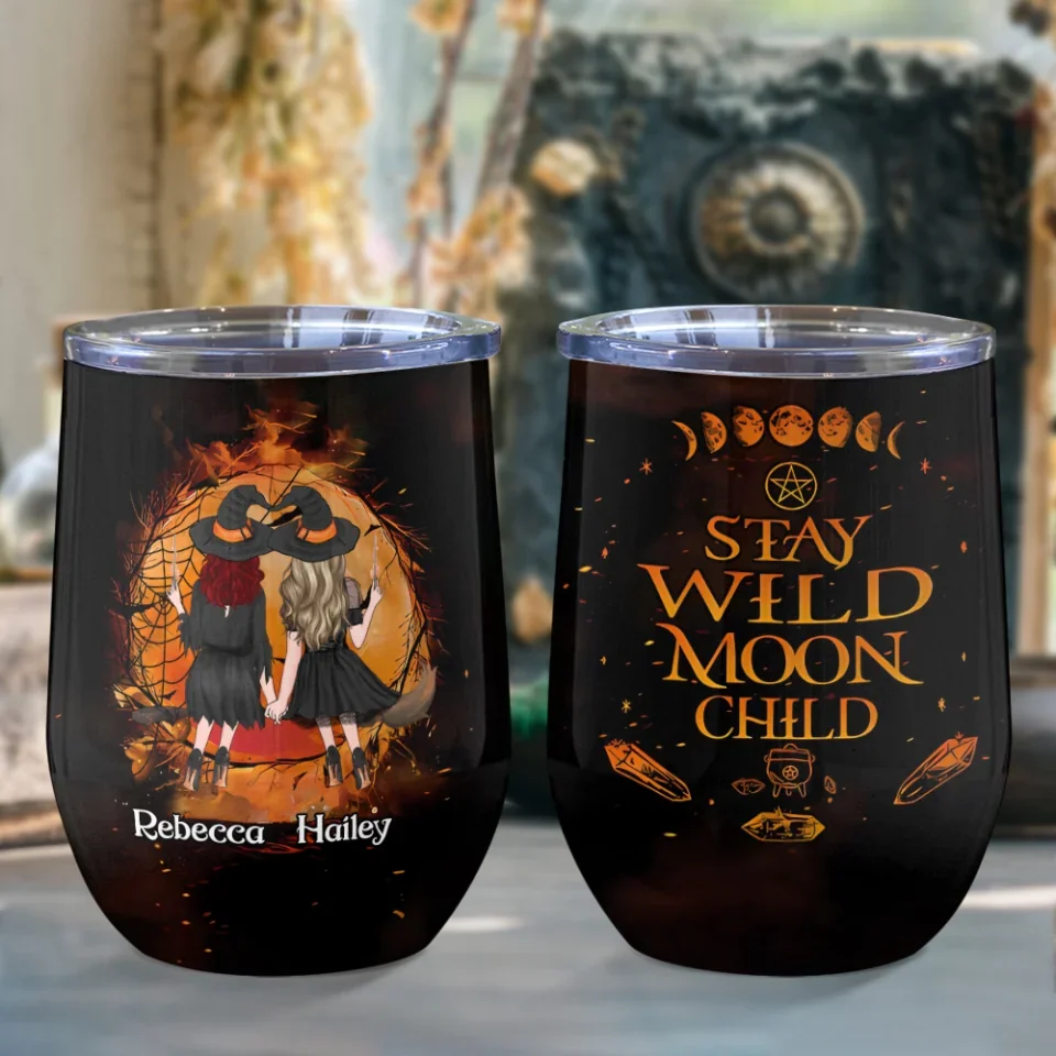 Stay Wild Moon Child - Personalized Wine Tumbler - Witchy Gift for Friends - Image 11