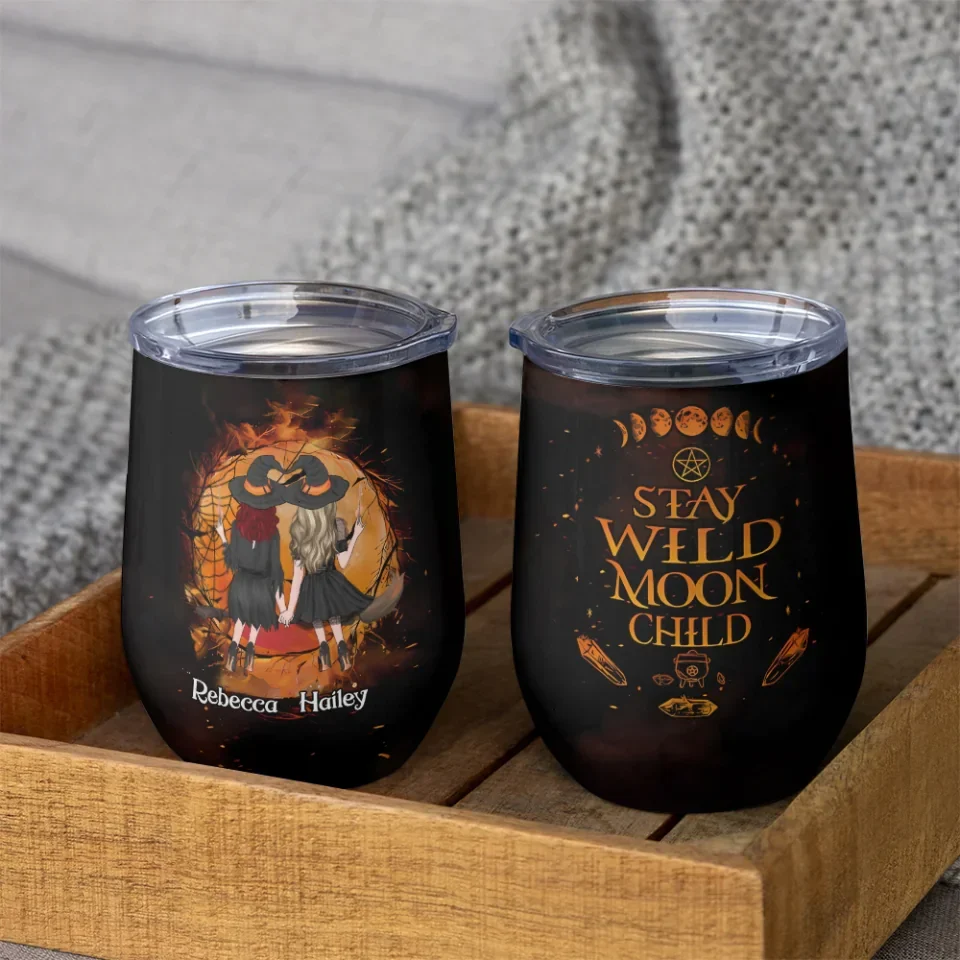 Stay Wild Moon Child - Personalized Wine Tumbler - Witchy Gift for Friends - Image 5