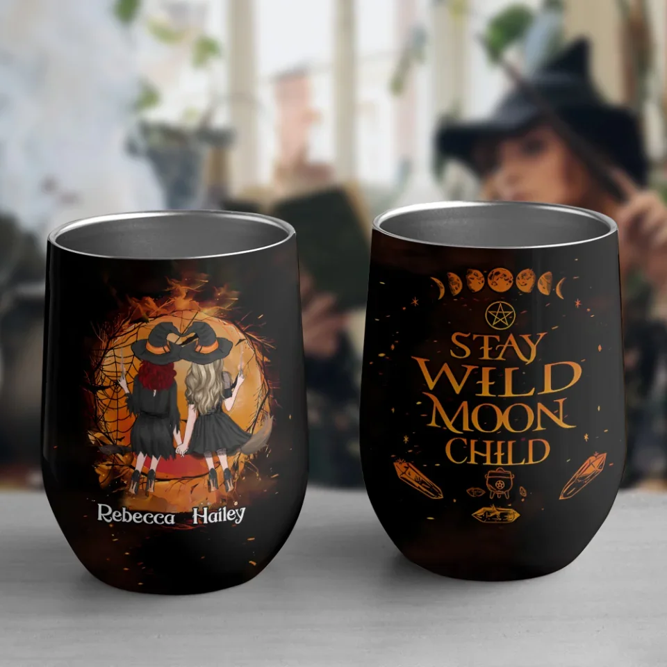 Stay Wild Moon Child - Personalized Wine Tumbler - Witchy Gift for Friends - Image 7