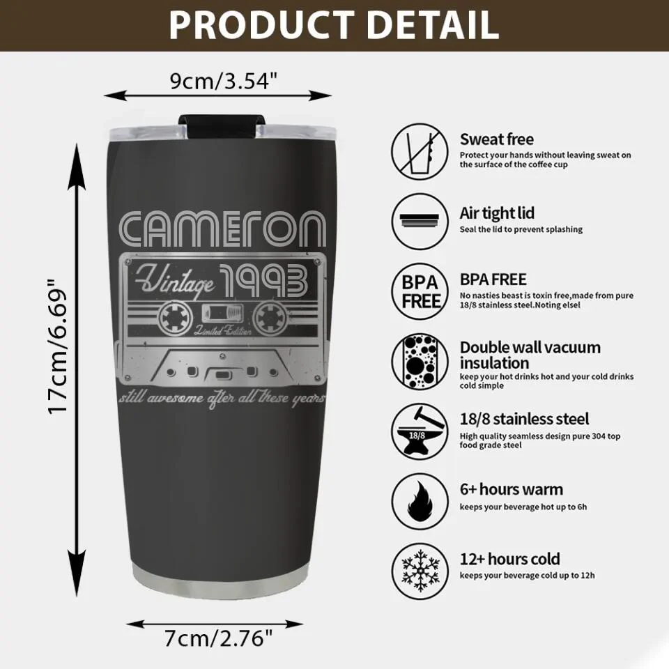 Vintage Limited Edition, Still Awesome After All These Years - Personalized Tumbler - Image 4