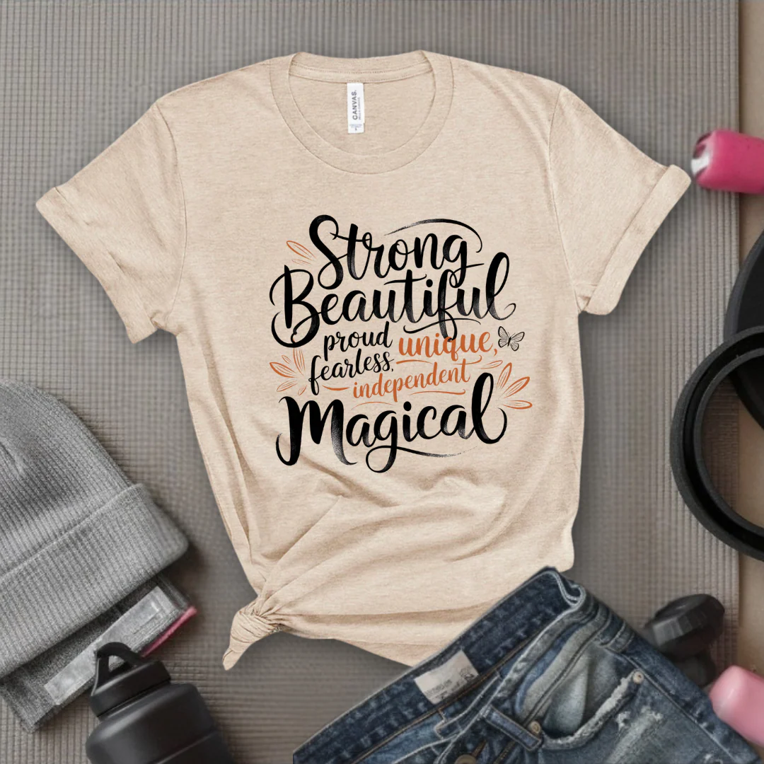 Strong, Beautiful, Proud, Unique, Fearless, Powerful, Independent, Magical - Bold Women In History Tee - Gifts for Her - Feminist Tee - Bella Canvas 3001 - Image 4