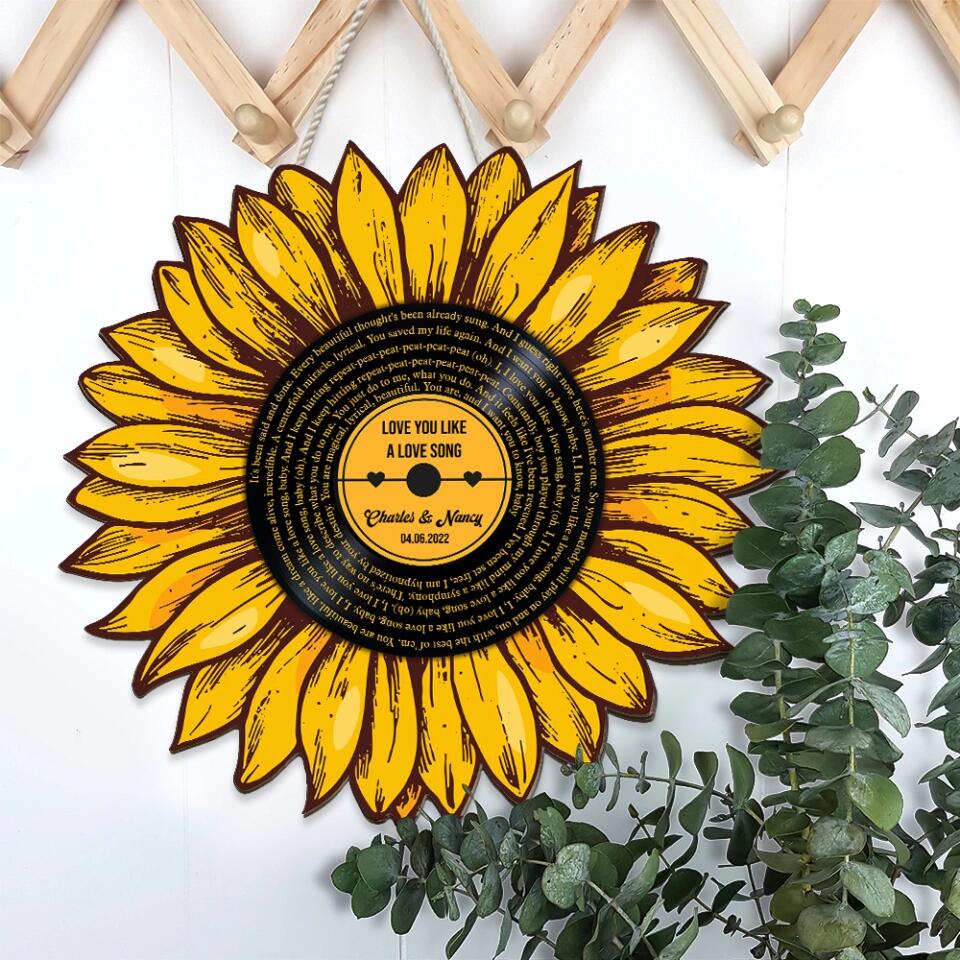 Couple Wooden Sign Sunflower Custom Song And Lyrics Wooden Sign Anniversary Gift - Image 4