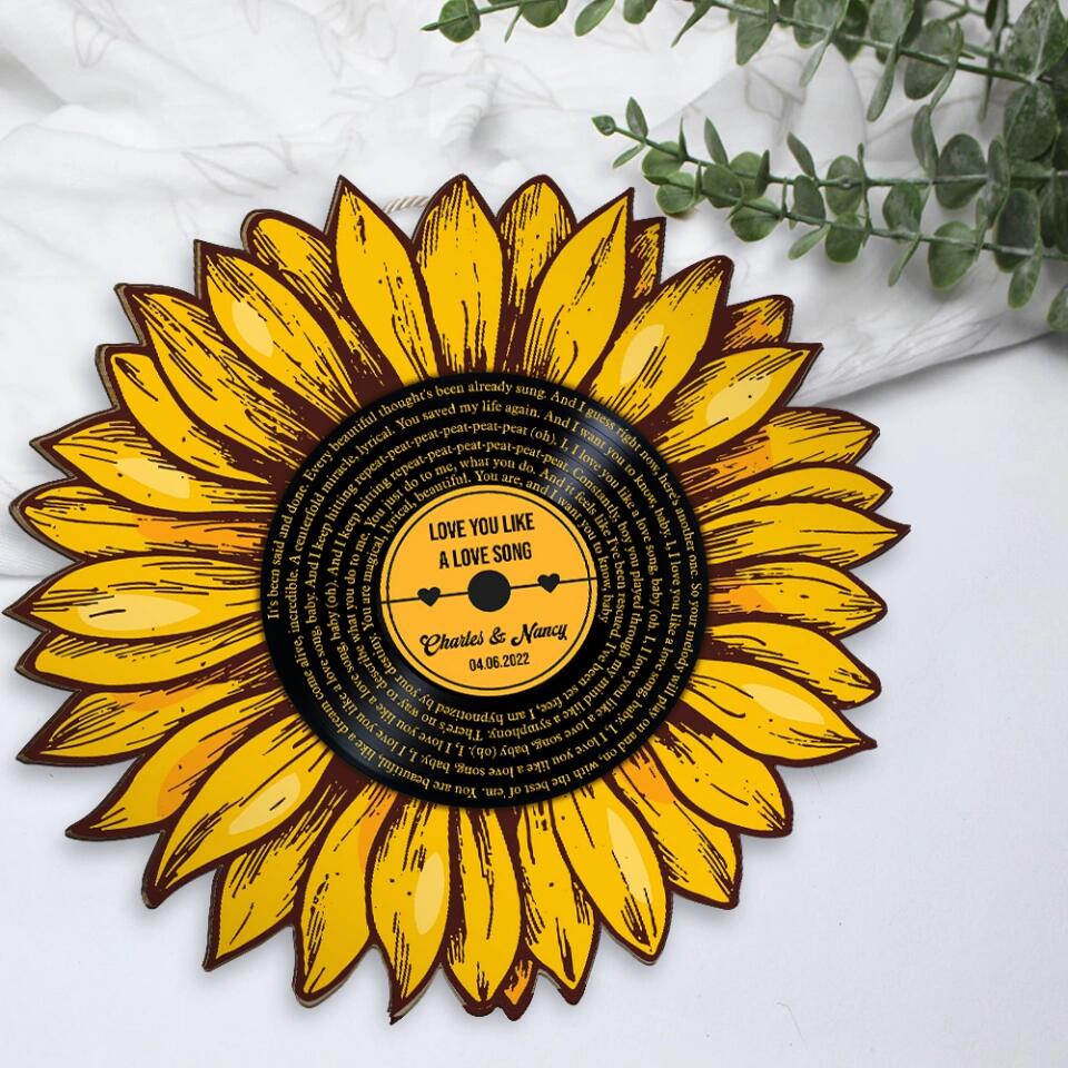 Couple Wooden Sign Sunflower Custom Song And Lyrics Wooden Sign Anniversary Gift - Image 5