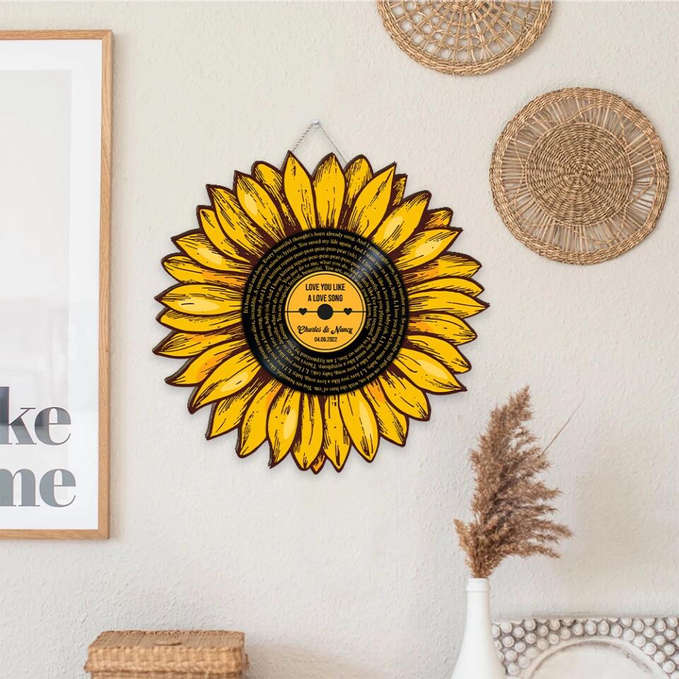 Couple Wooden Sign Sunflower Custom Song And Lyrics Wooden Sign Anniversary Gift - Image 6