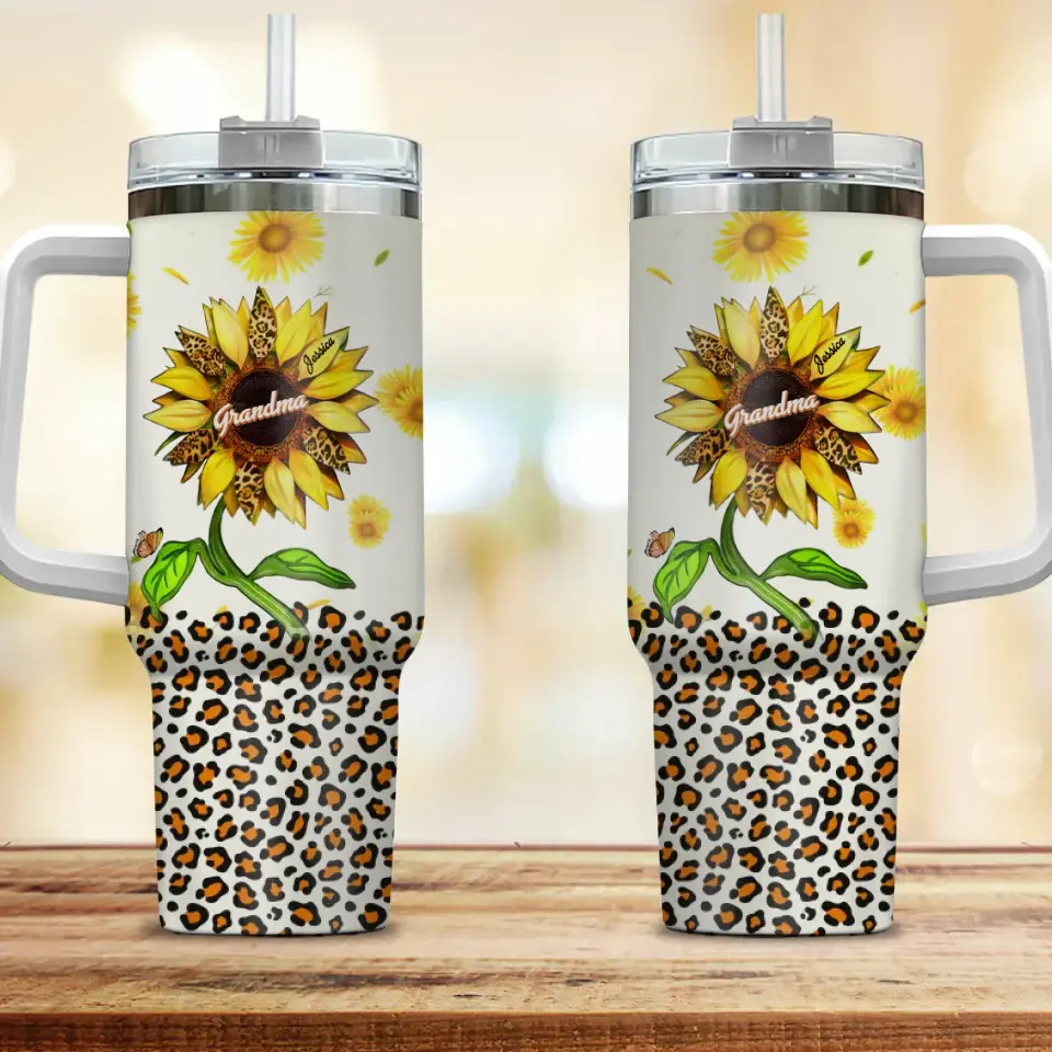Sunflower Grandma Mom Personalized 40oz Tumbler